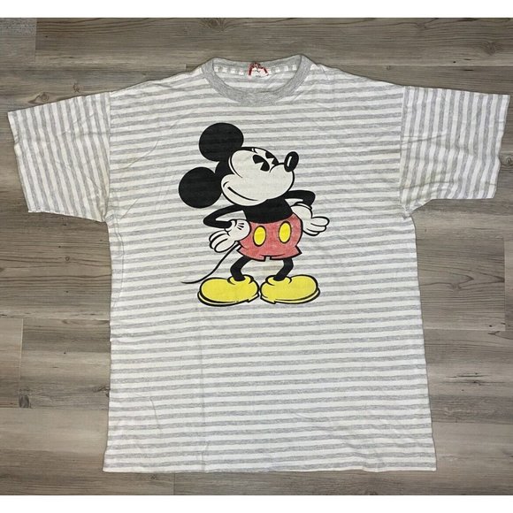 Vintage Disney Designs Mickey Mouse Striped Shirt Made In USA - Picture 1 of 3